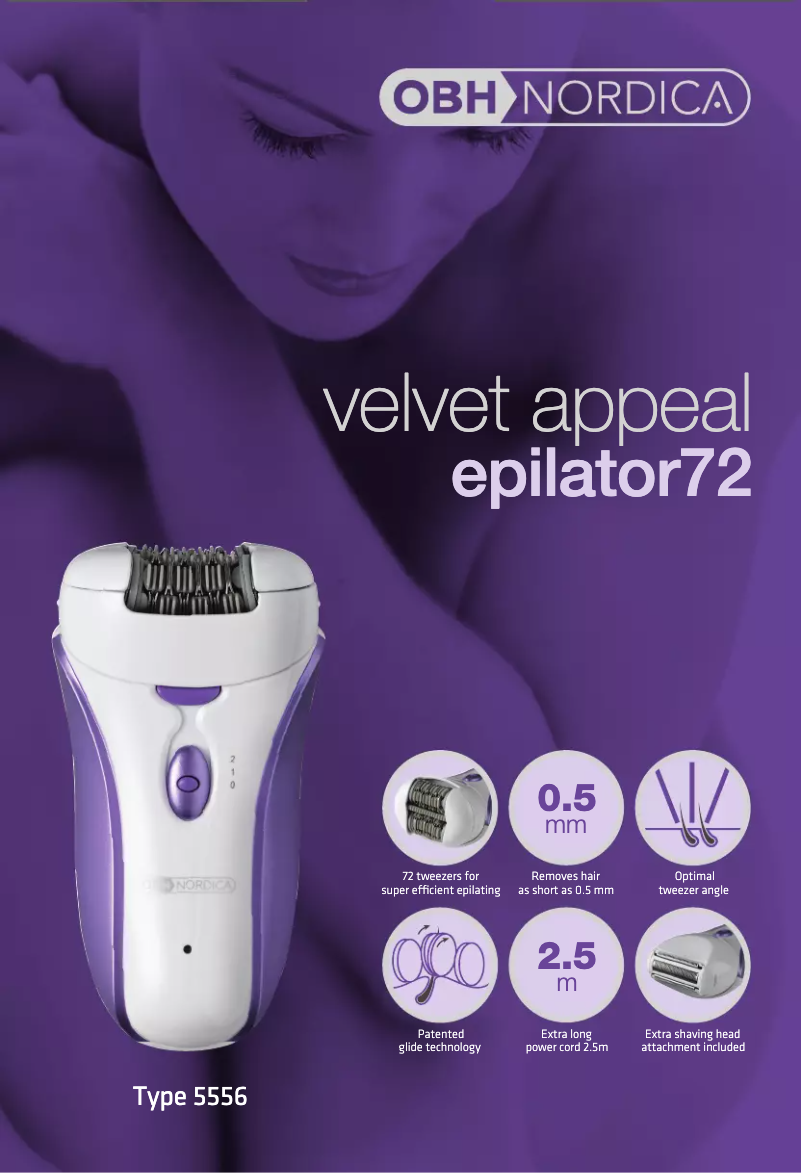 Page 1 of the manual User Manual OBH Nordica Velvet appeal epilator72