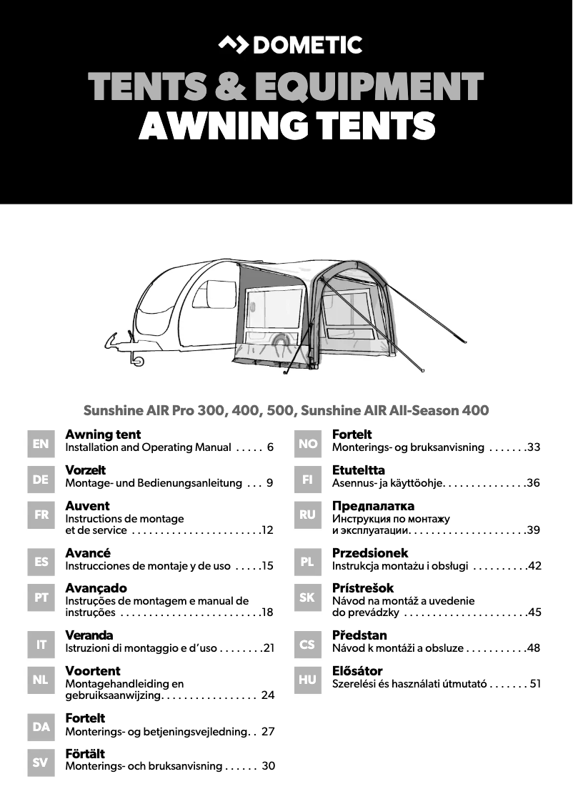 Page 1 of the manual User Manual Dometic Sunshine AIR Pro 300