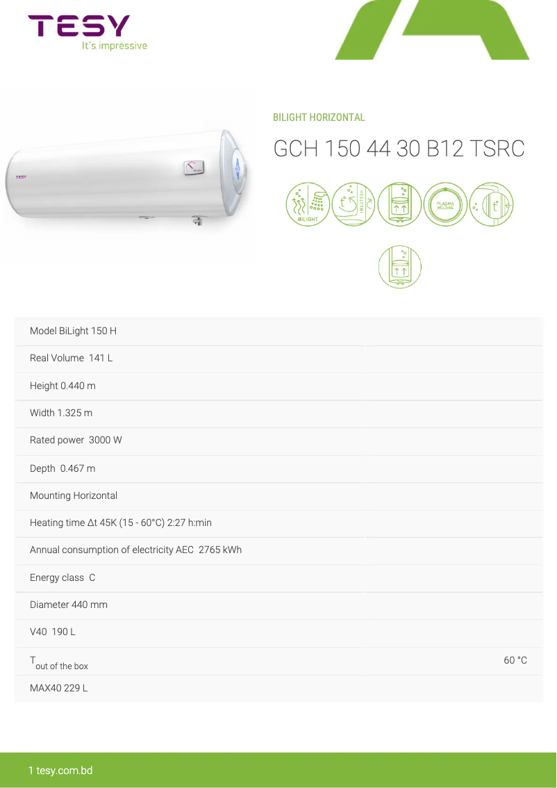First page image of the manual for BiLight 150 H