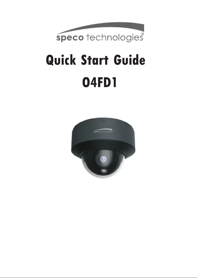 Page 1 of the manual Quick Start Guide Speco Technologies O4FD2