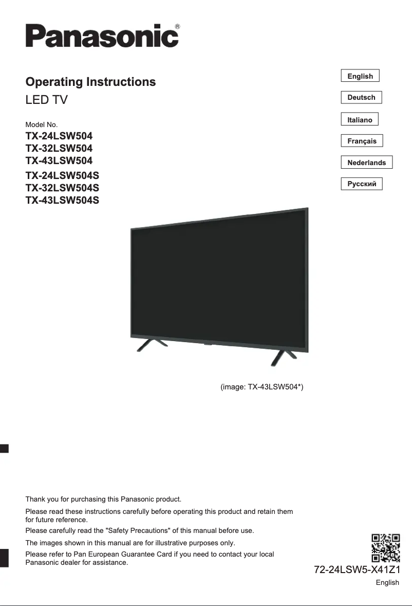 Page 1 of the manual User Manual Panasonic TX-43LSW504S