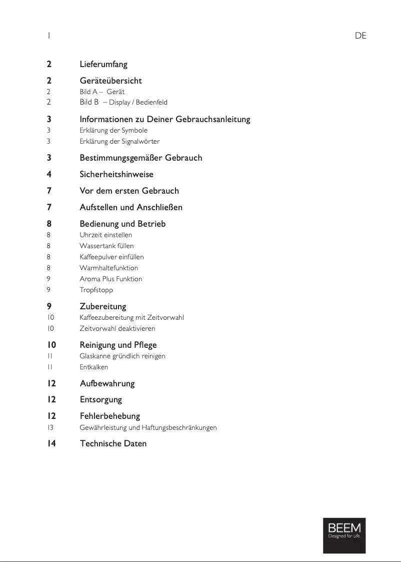 Page 1 de la notice Manuel utilisateur BEEM Fresh Aroma Switch