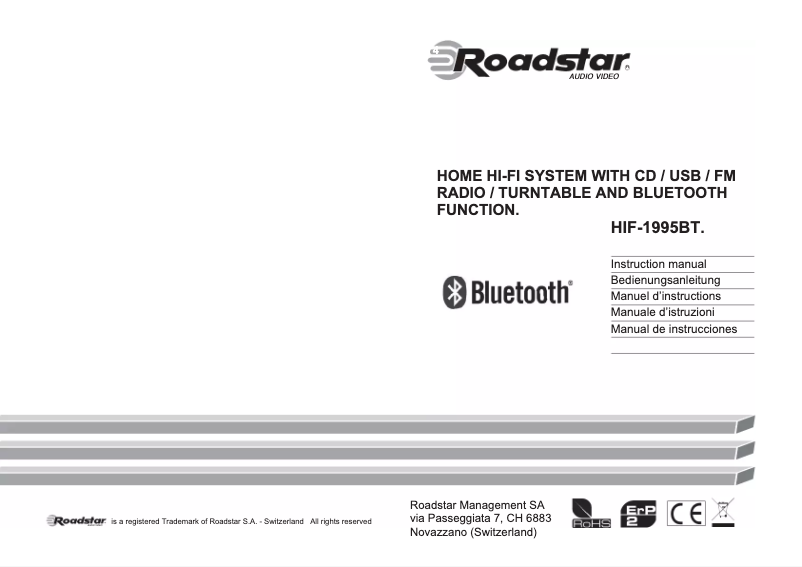 Page 1 of the manual User Manual Roadstar HIF-1995BT