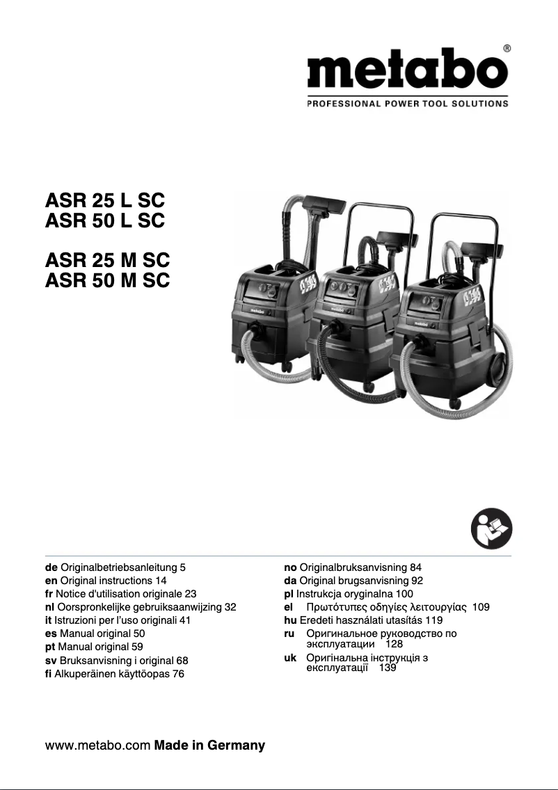 Page 1 of the manual User Manual Metabo ASR 25 M SC