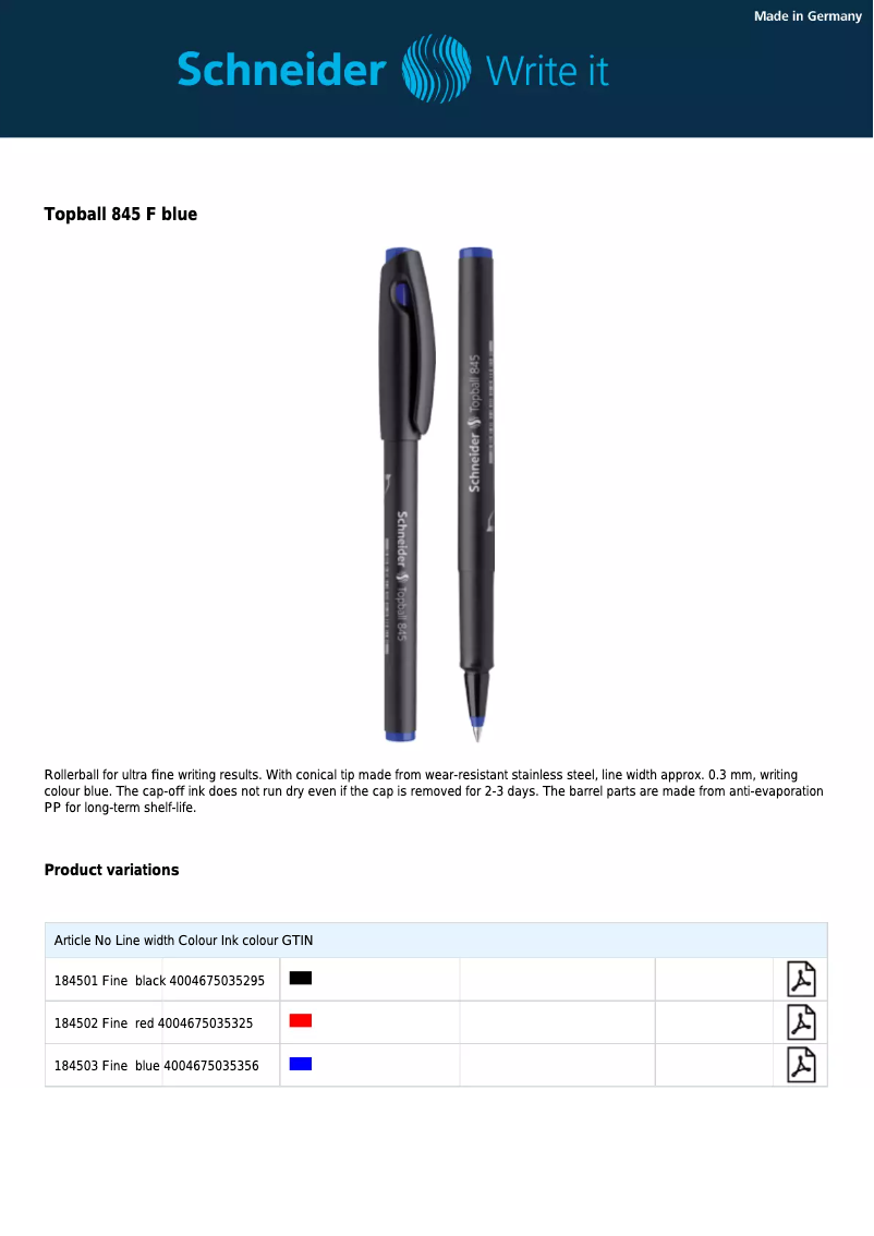 Page 1 de la notice Manuel utilisateur Schneider Topball 845