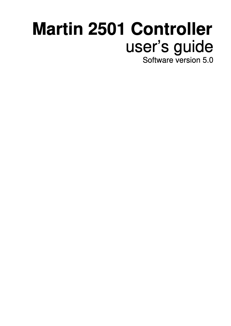 Page 1 of the manual User Manual Martin 2501 Controller