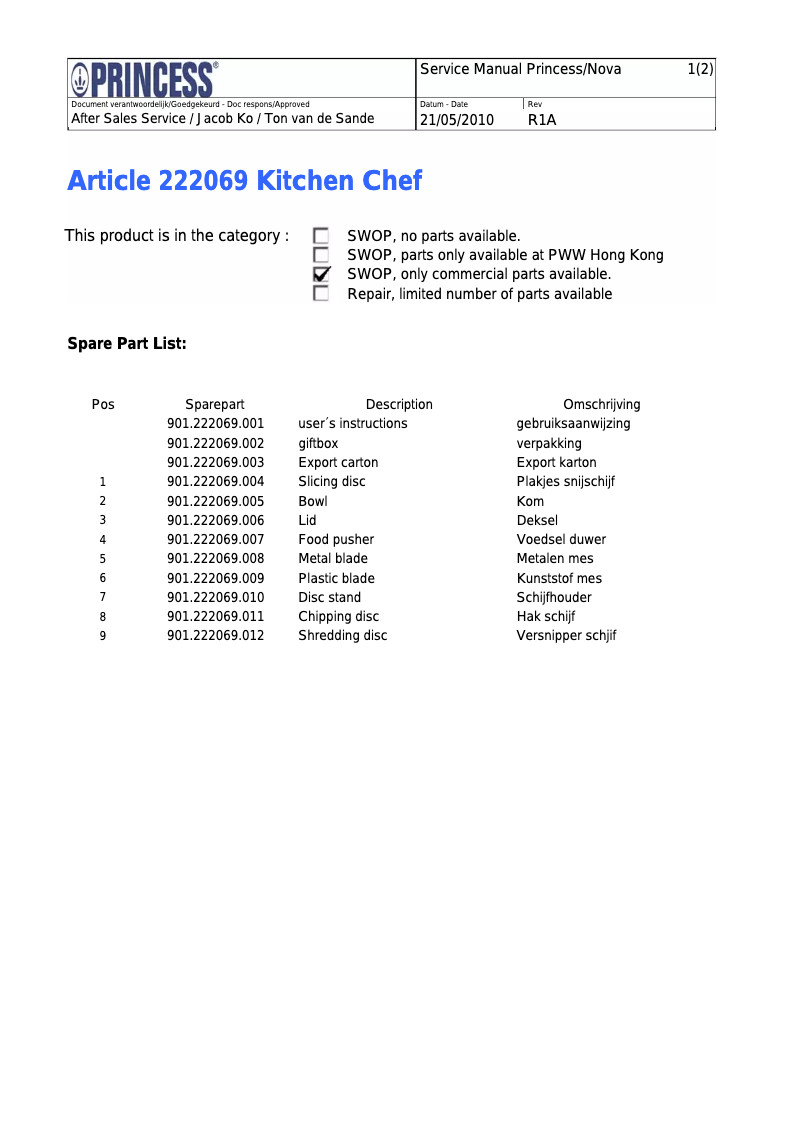 Image de la première page du manuel de l'appareil 222069