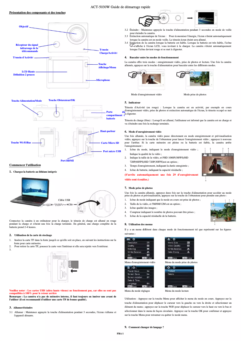 Page 1 of the manual User Manual Denver ACT-5030W