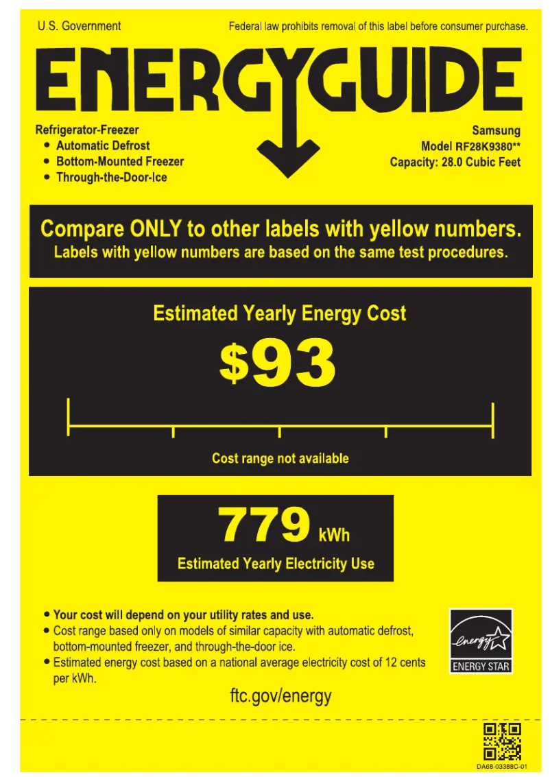 Page 1 of the manual Energy Label Samsung RF28K9070SG