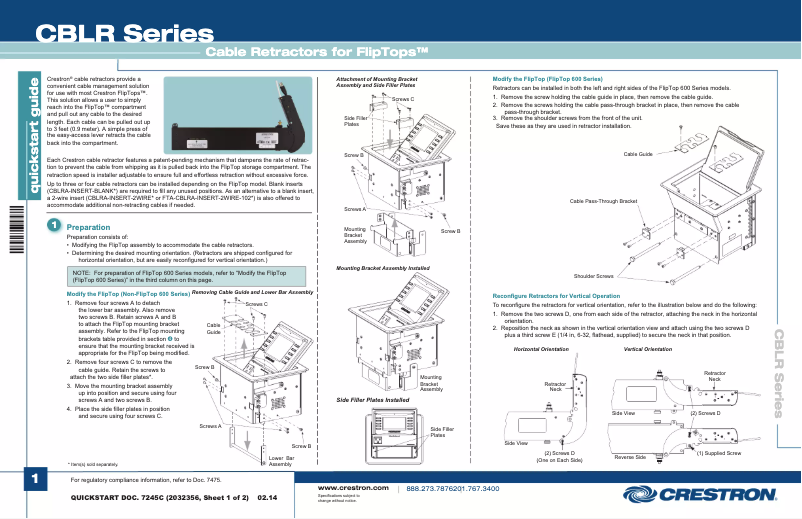 Page 1 of the manual User Manual Crestron CBLR-USB