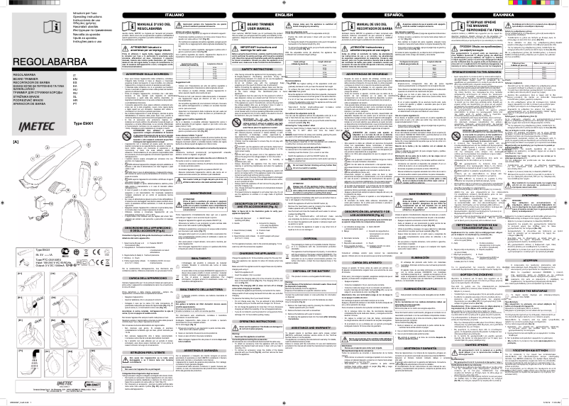 Page 1 of the manual User Manual Imetec GK3 500