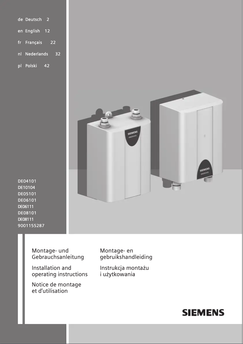 Page 1 of the manual User Manual Siemens DE08111