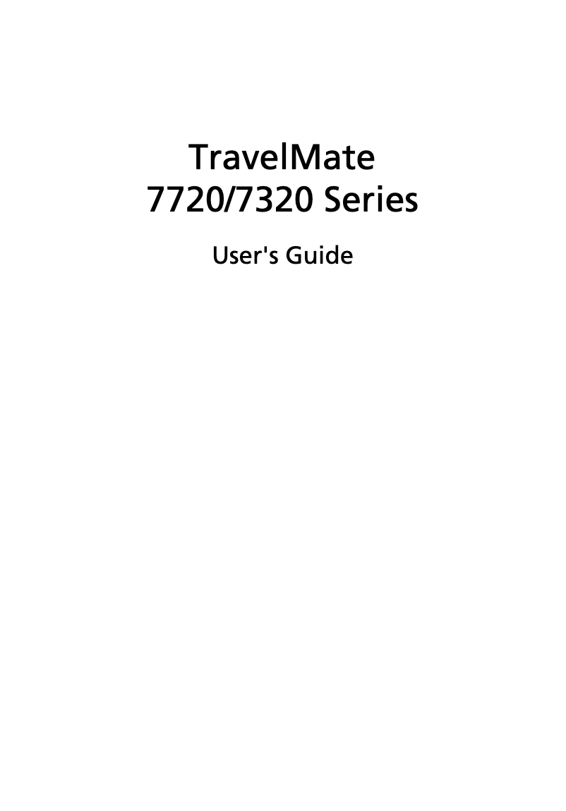 First page image of the manual for TravelMate 7720G