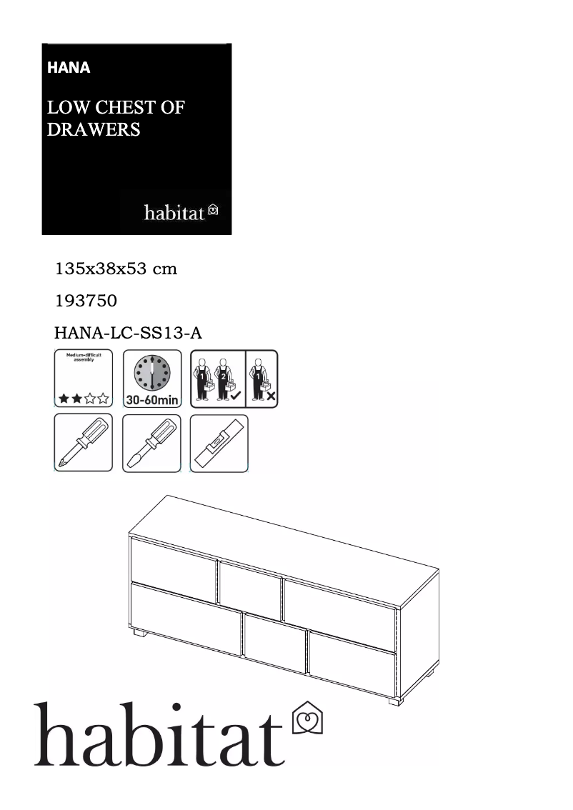 Page 1 of the manual User Manual Habitat Hana (135x38x53)