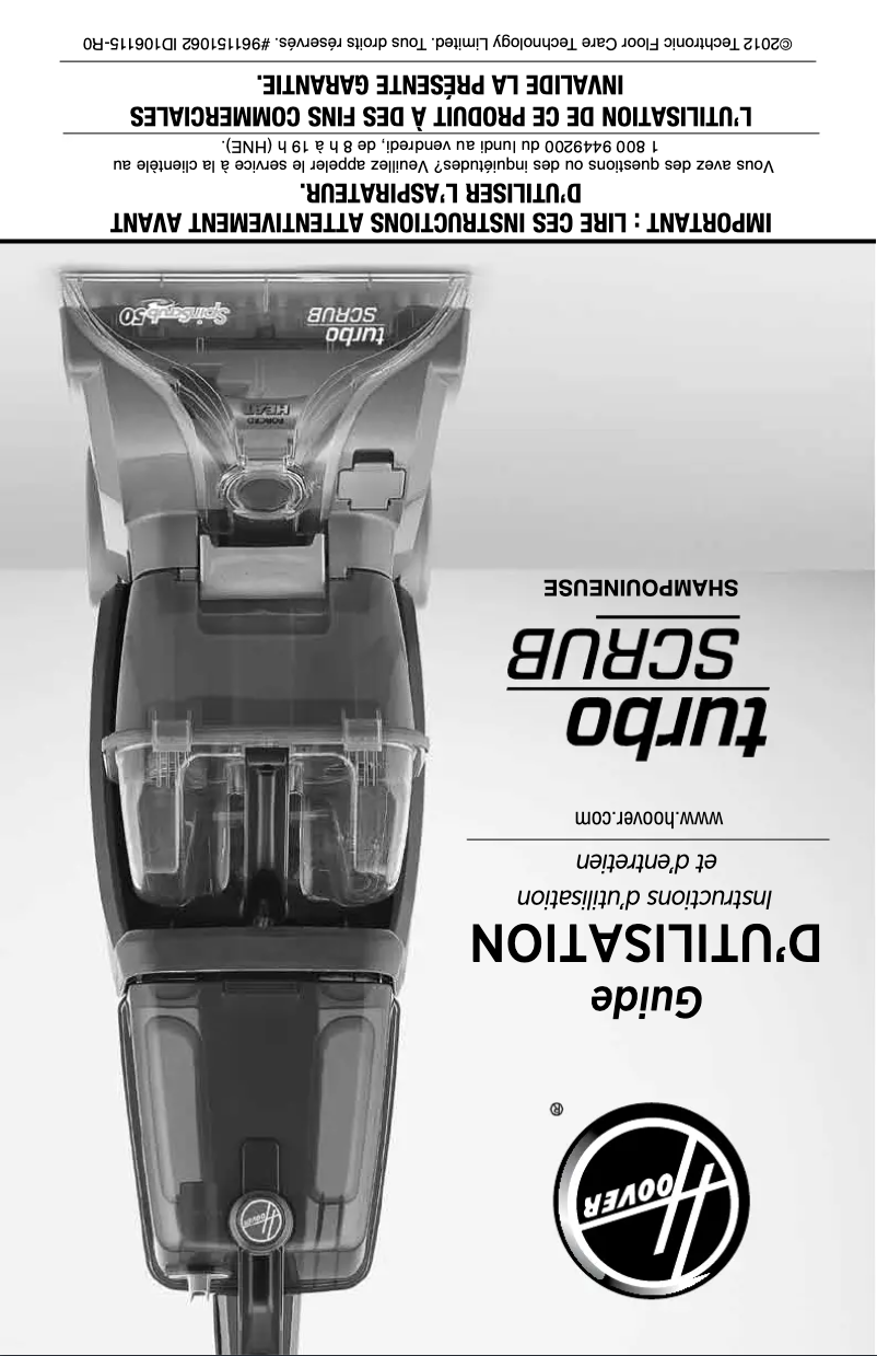 Page 1 of the manual User Manual Hoover Turbo Scrub
