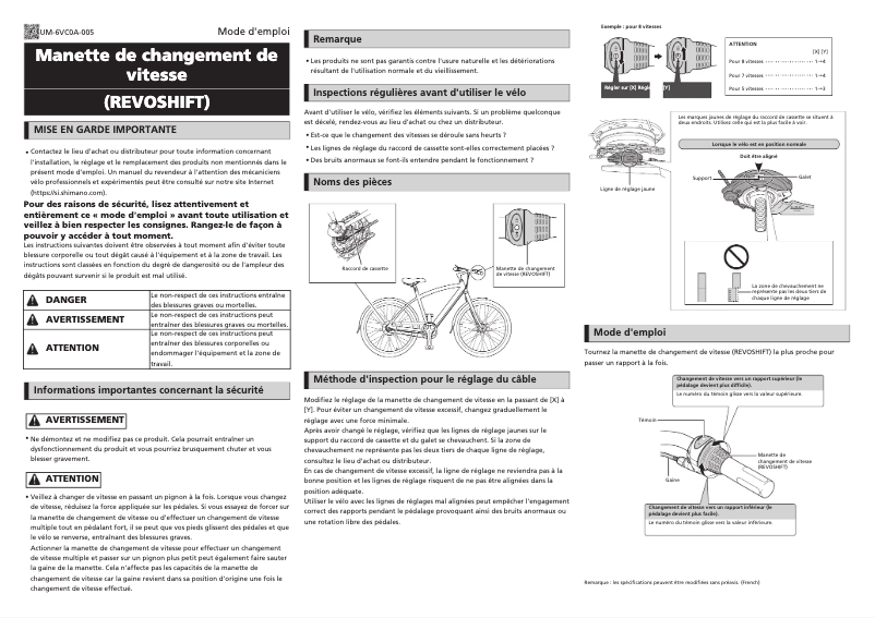 Page 1 of the manual User Manual Shimano SL-C3000-7