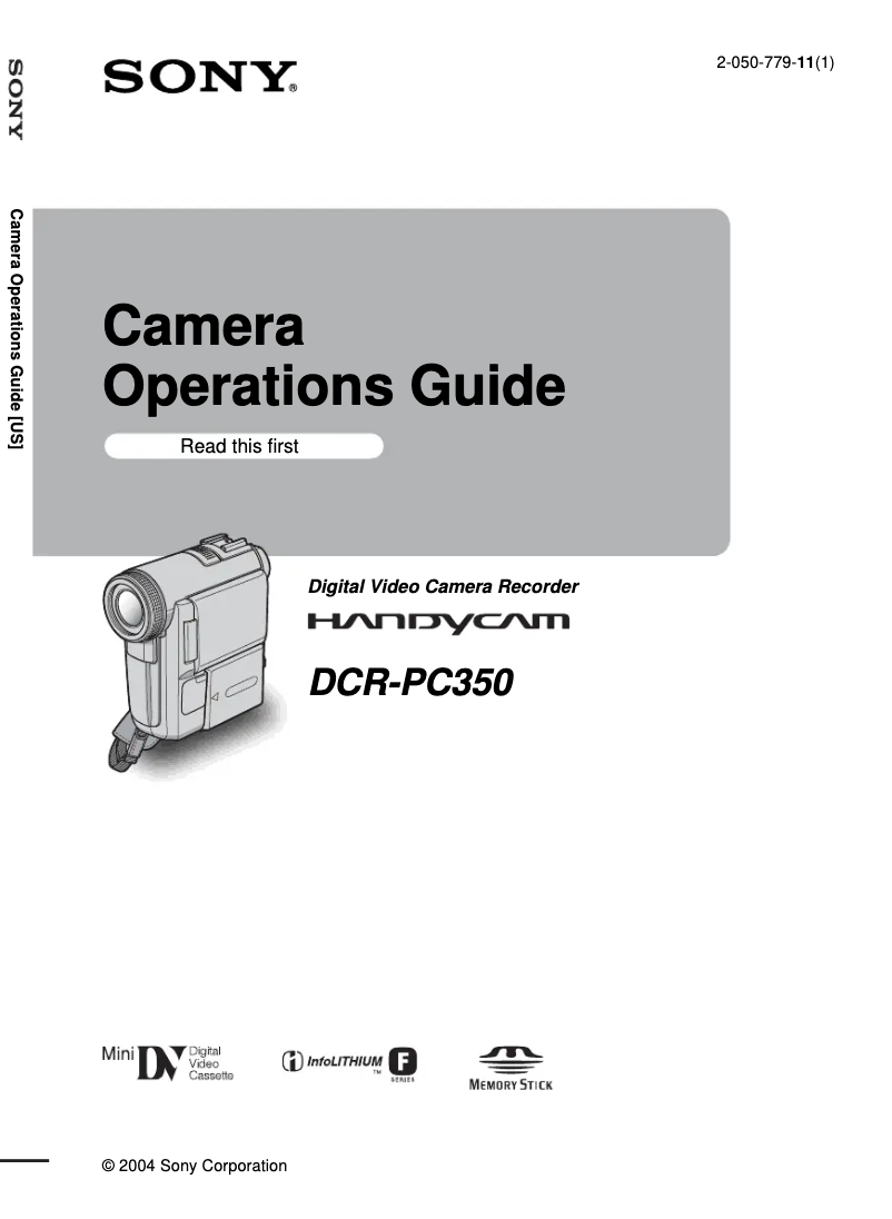 Page 1 of the manual User Manual Sony DCR-PC350