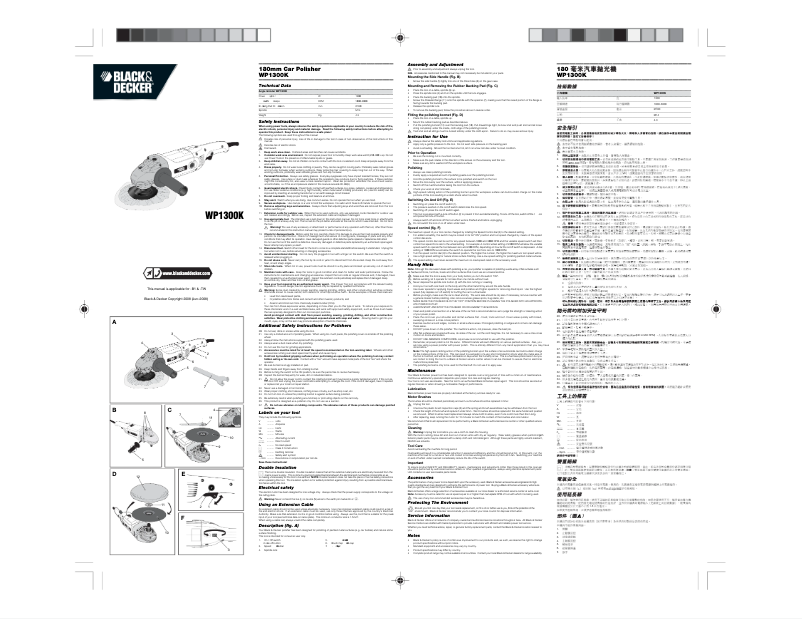 Page 1 of the manual User Manual Black & Decker WP1300K