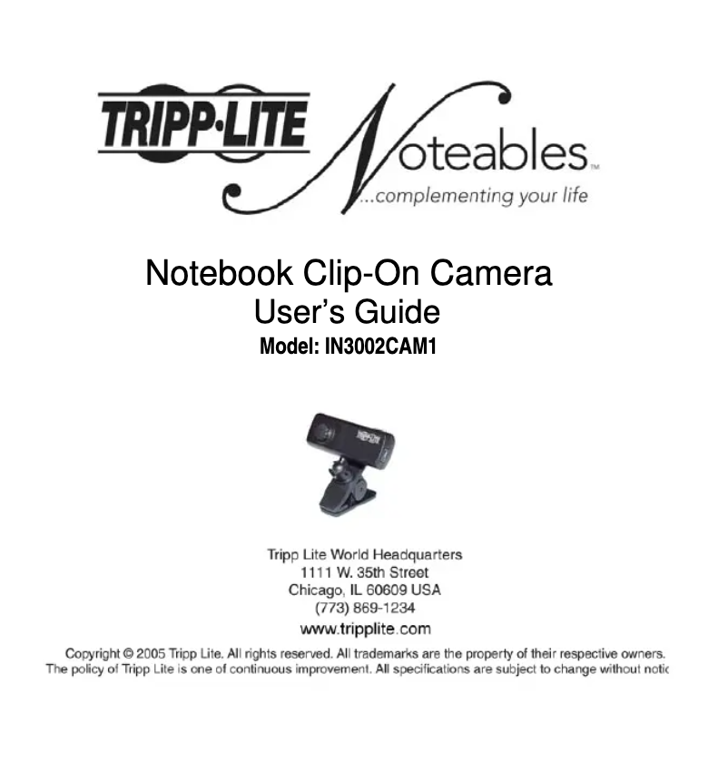 Page 1 of the manual User Manual Tripp Lite IN3002CAM1