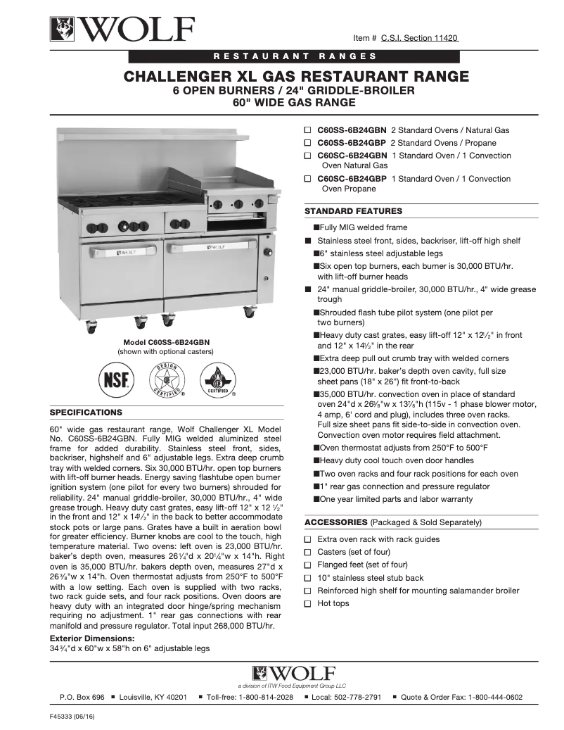 First page image of the manual for C60SS-6B24CB
