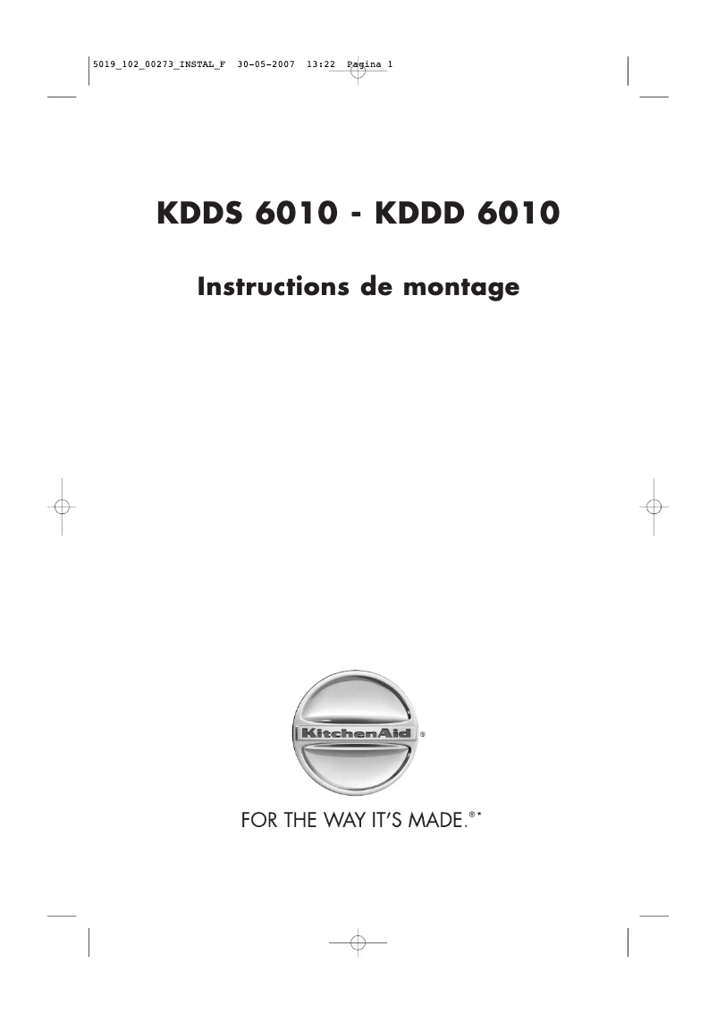 Page 1 of the manual User Manual KitchenAid KDDS 6010