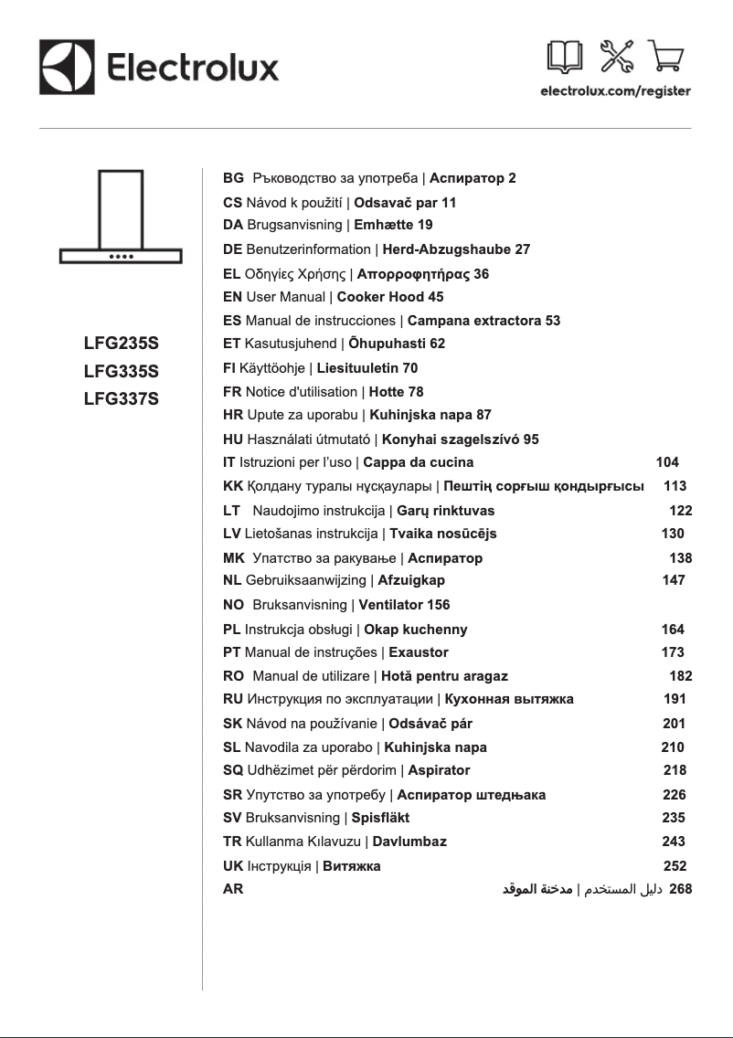 Page 1 of the manual Installation Guide Electrolux LFG235S