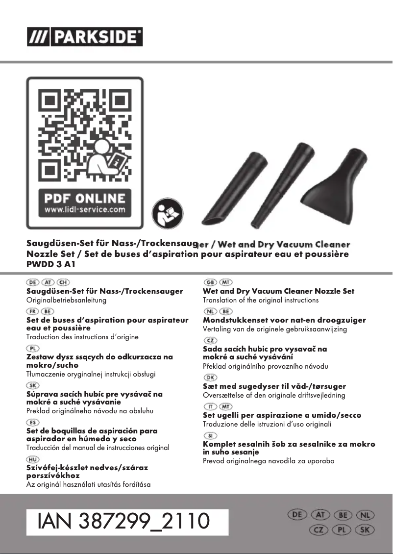 First page image of the manual for PWDD 3 A1