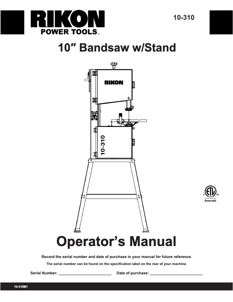 Page 1 of the manual User Manual RIKON 10-310