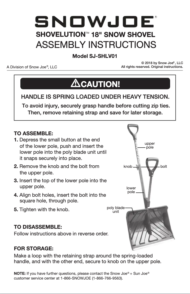 Page 1 of the manual User Manual Snow Joe SJ-SHLV01