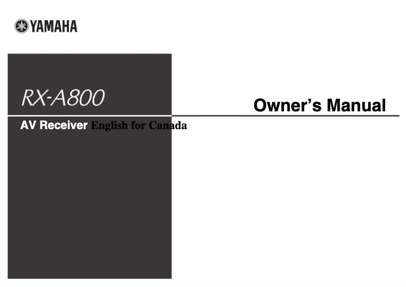 First page image of the manual for RX-A800