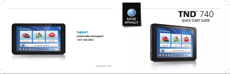 Page 1 of the manual Quick Start Guide Rand McNally TND 740