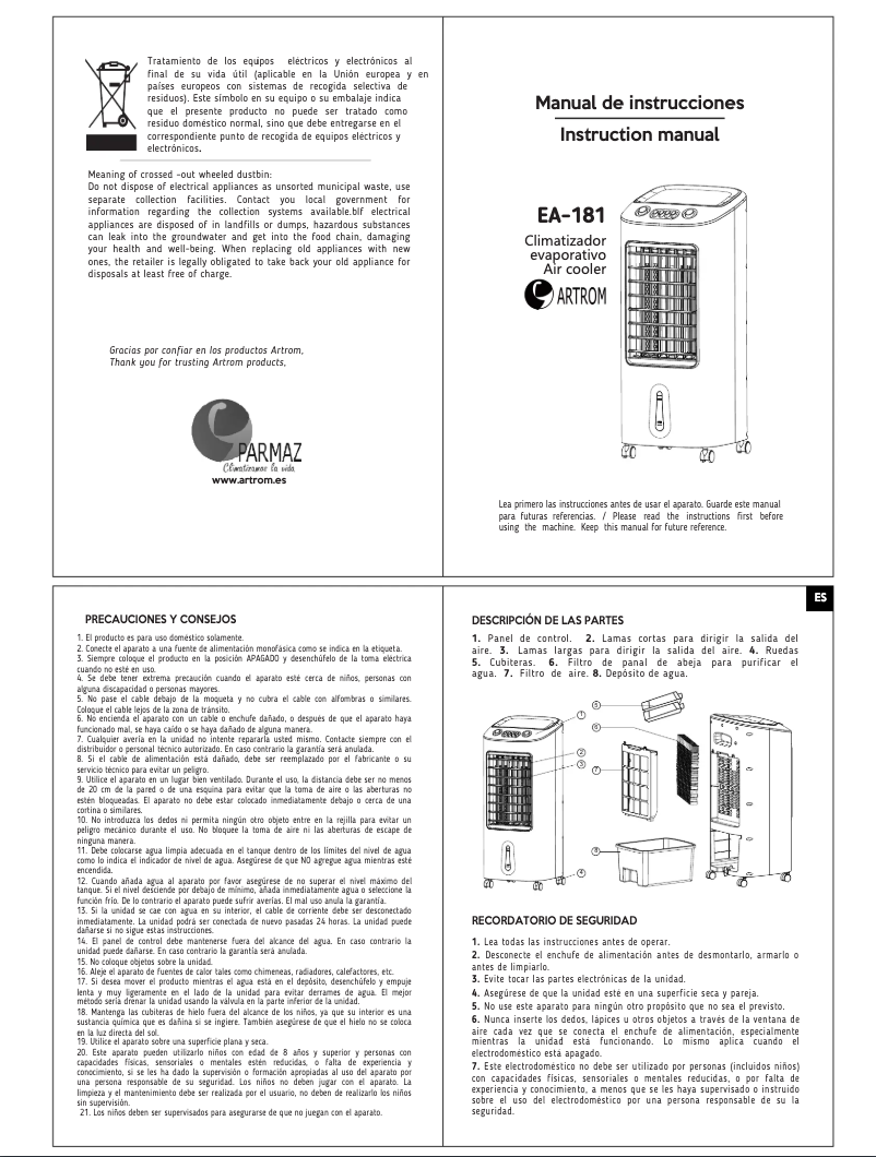 First page image of the manual for EA-181
