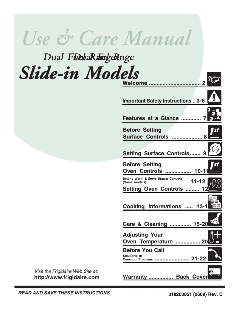 Page 1 of the manual User Manual Frigidaire FCS366EC