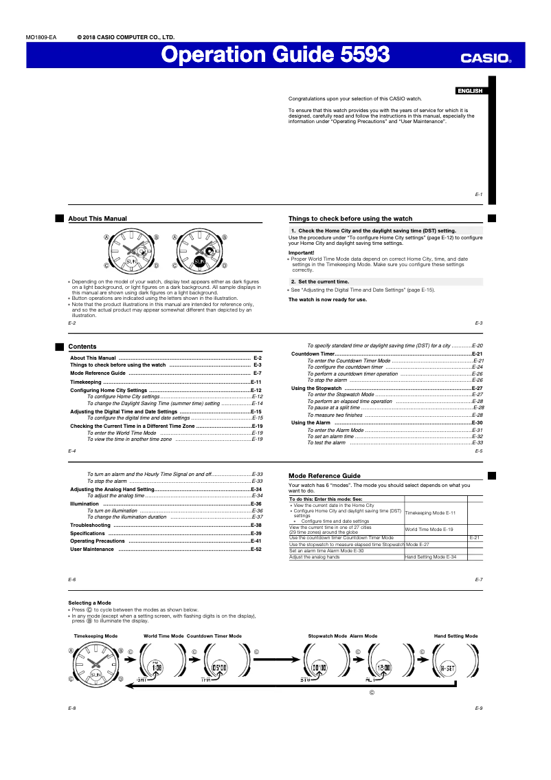 Page 1 of the manual User Manual Casio Baby-G BGA-255-1AER