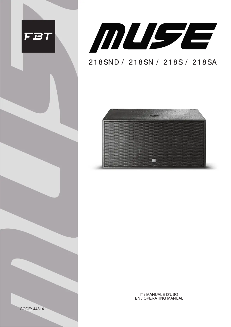 Page 1 of the manual User Manual FBT MUSE 218SA