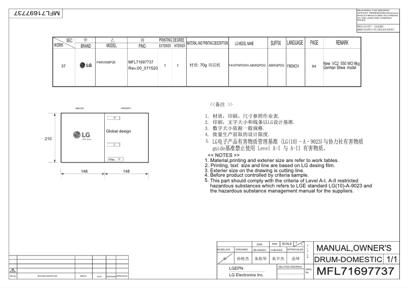 First page image of the manual for F4WV908P2E