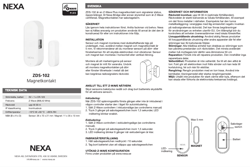First page image of the manual for ZDS-102