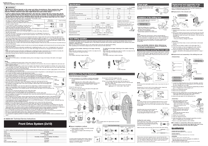 Page 1 of the manual User Manual Shimano SL-M780-L