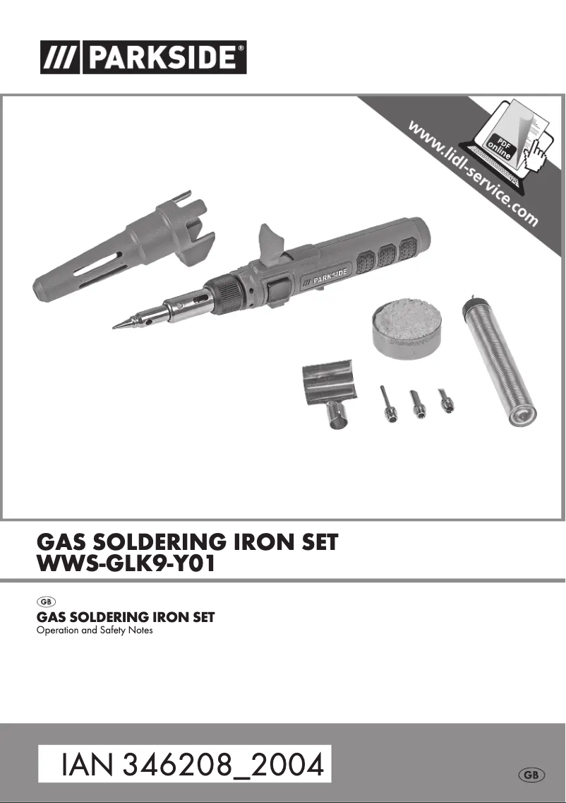 Page 1 of the manual User Manual Parkside WWS-GLK9-Y01