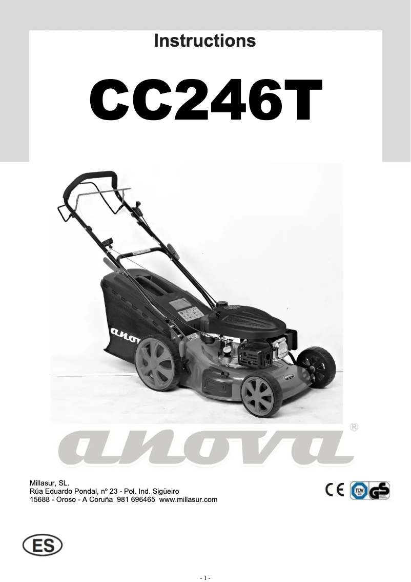 First page image of the manual for CC246T