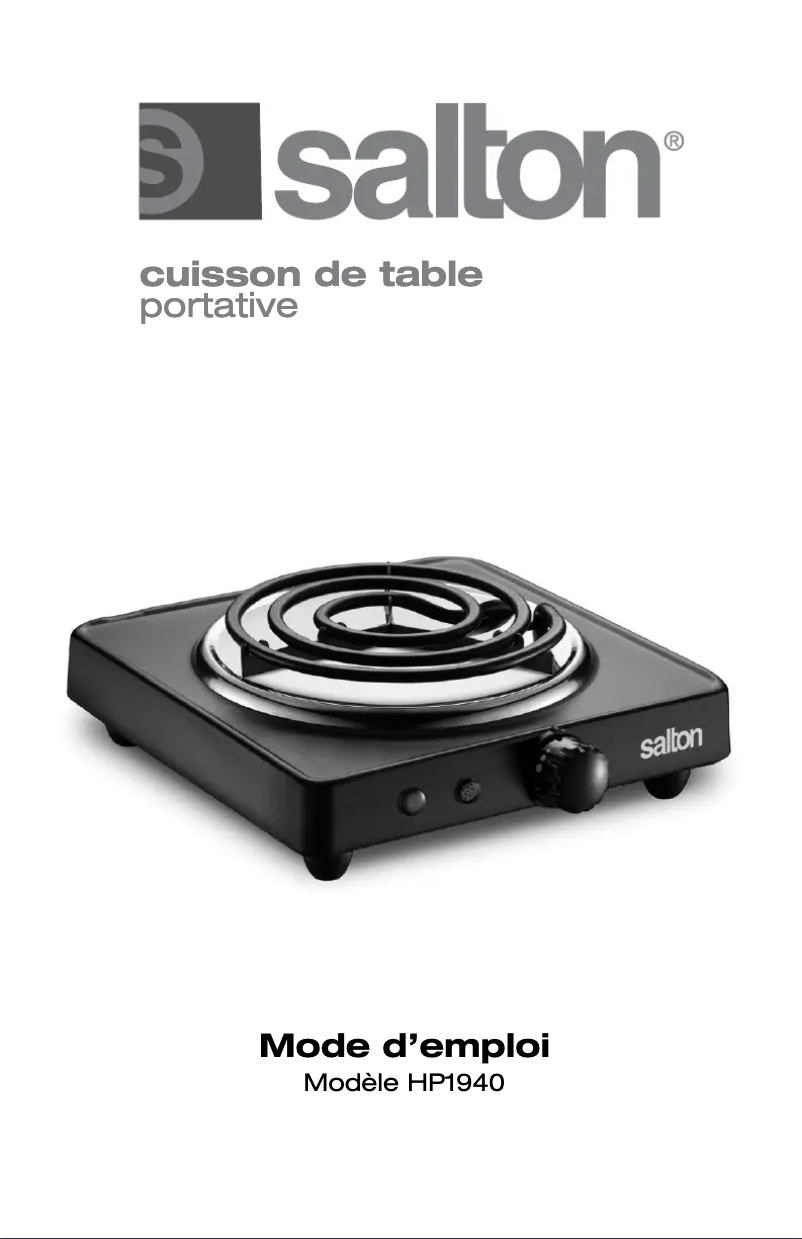 Page 1 of the manual User Manual Salton HP1940