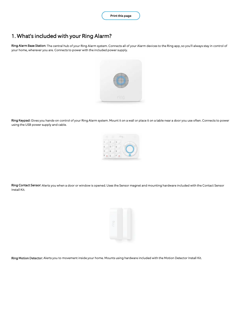 Page 1 of the manual User Manual Ring Alarm Contact Sensor