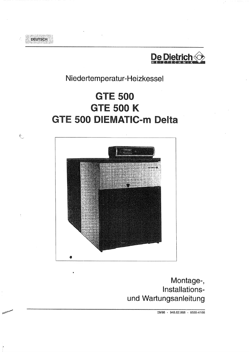Page 1 of the manual User Manual De Dietrich GT500