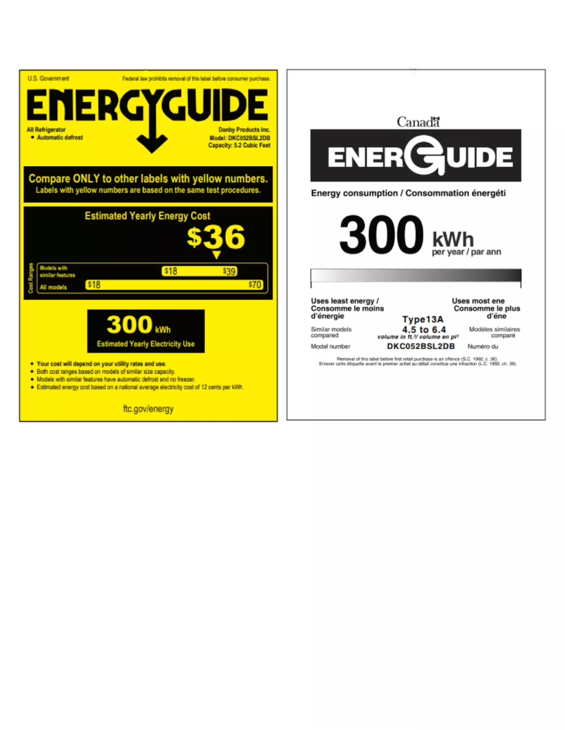 Page 1 of the manual Energy Label Danby DKC052BSL2DB