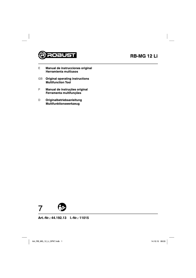 Page 1 of the manual User Manual Robust RB-MG 12 Li