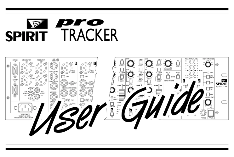 First page image of the manual for Spirit Protracker