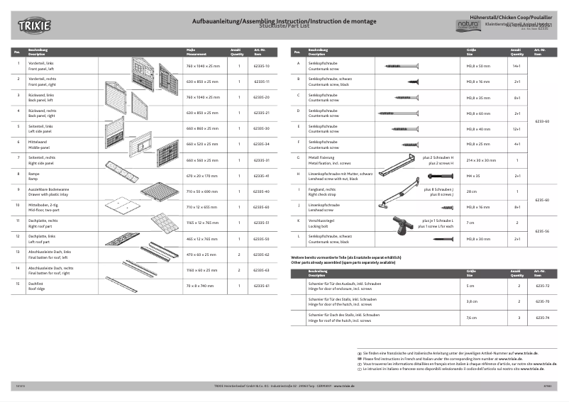 Page 1 of the manual User Manual Trixie 62335