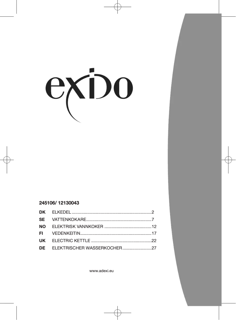 Page 1 of the manual User Manual Exido 12130043