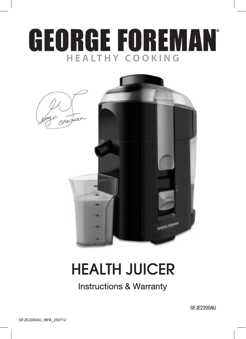 Page 1 of the manual User Manual George Foreman GFJE2200AU