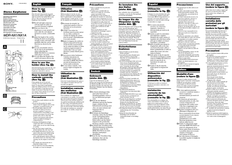 Page 1 of the manual User Manual Sony MDR-NX1A
